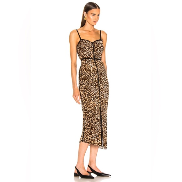Nanushka Abir Slip Dress Asymmetric Hem in Ocelet Size L Maxi Cocktail Vacation - Picture 2 of 16